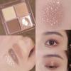 4 Color Eyeshadow Tray Matte Pearlescent Fine Shimmer Earth Color Waterproof Lying Silkworm Contouring Eyeshadow Tray Lasting Setting Women's Makeup