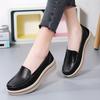 2024 Spring and Summer Leather Surface Flat Bottom Wedge Heel Rocking Shoes Large Size Platform Muffin Shoes Middle Heel Mother Casual Women's Shoes