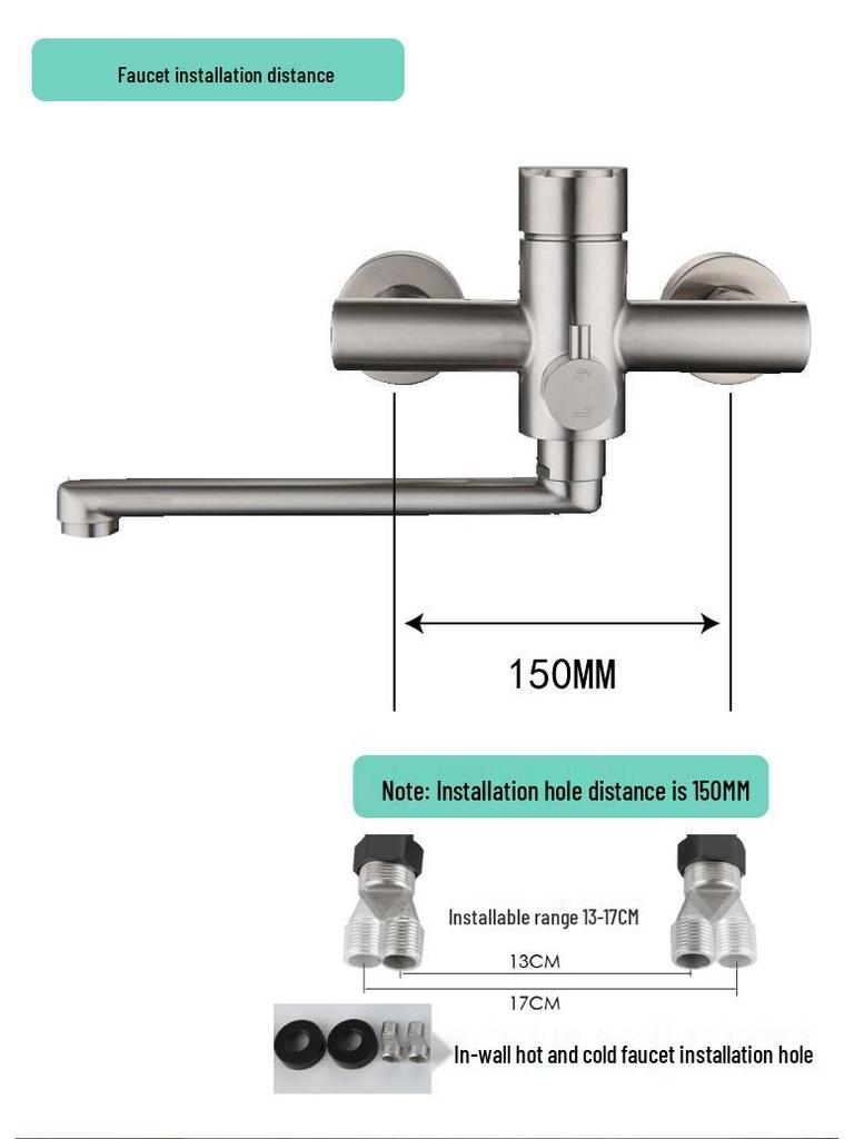 304 Stainless Steel Dual-Use Kitchen Faucet: Hot/Cold, Floor-Standing, Thickened for Vegetable Sink