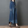 Oversized Trendy Loose Fit Plus Size Denim Shirt Dress Long Sleeve Round Neck Maxi Dress with Pockets Comfortable Casual Dress for Women