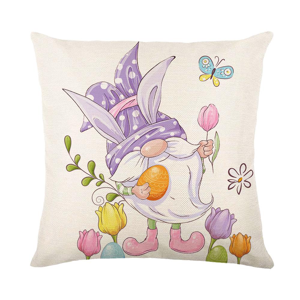 Cartoon Black and White Plaid Rabbit Print Pillow Cover Western Easter Home Living Room Cushion Cover Pillow