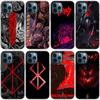 Anime Berserk Guts Phone Case For Apple iPhone 14 13 12 Mini 11 Pro Max 7 8 XR X XS 7 8 Plus SE 2020 2022 Black Soft Cover