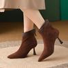 2025 Winter New Brand Women Short Boots Fashion Pointed Ladies Elegant Ankle Boots Thin High Heel Dress Pumps Zapatos De Mujer
