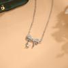 Bowknot Sterling Silver Necklace for Women Affordable Luxury Fashion Sense Simple Korean Style Zircon Pendant Ornaments