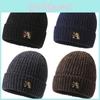 Printing A Letter Beanie Caps Solid Color Knitted Hat Windproof Gifts Fashion