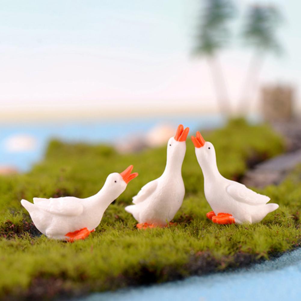 Geese Figurine Goose Figurine Home Landscape Table White Swan 1 Set 3pcs Accessories Cute Decor Resin Ornaments