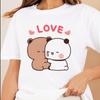 Panda Bear LOVE T Shirt Womens 100% Cotton Bubu Dudu Couple Tops Short Sleeve Print Summer Aesthetic Korean Tees Harajuku Casual