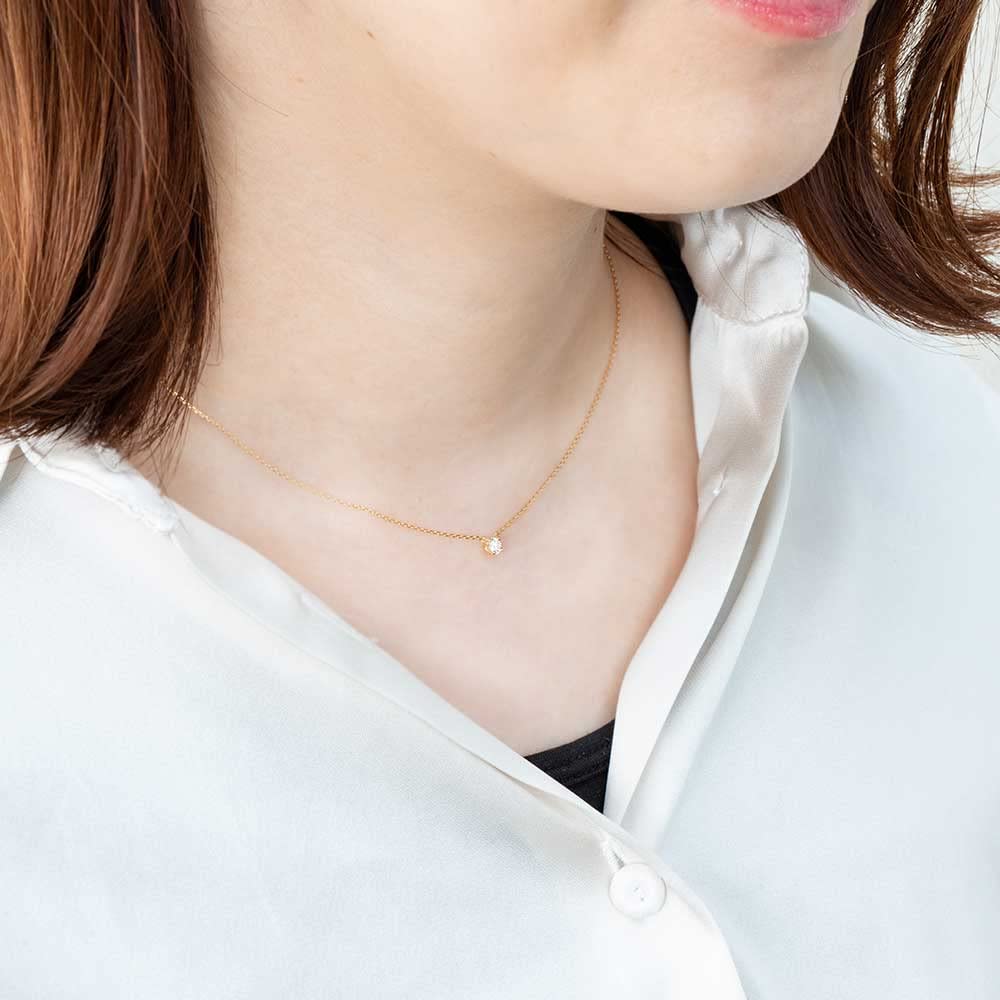 K18 Yellow Gold Necklace Diamond GPCWP21578 [Wisp] 0.10ct