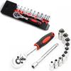 12-Piece Socket Wrench Set (Hexagon with Holder), 6.35mm (1/4") Drive, Socket Wrench, Ratchet Wrench, Ratchet Set, Handlebar, Vehicle Mainte