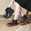 Leather Short Boots for Women Flat Bottom Autumn and Winter New Retro Side Zipper Soft Bottom Thick Sole Martin Boots