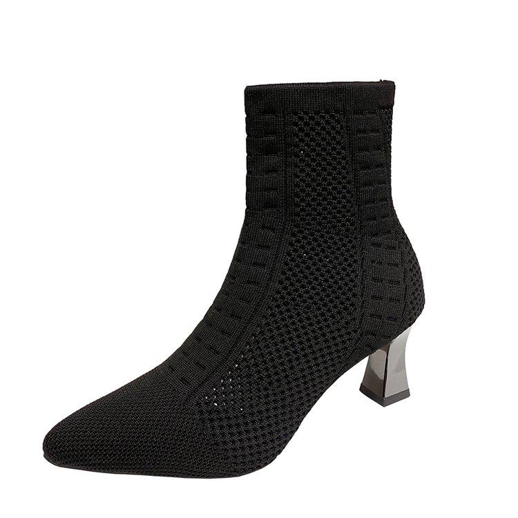 Knitting Mesh Ankle Goth Boots Women Autumn Designer Fashion Elastic Sock Pumps Boots High Heels Sexy Dress Booties for Women
