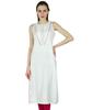 Women White Long Tunic Ethnic Indian Kurta Kurti Sleeveless Boho Chic