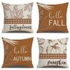 Thanksgiving Linen Pillow Case Autumn Pumpkin Print Supply Pillow Cushion Cover
