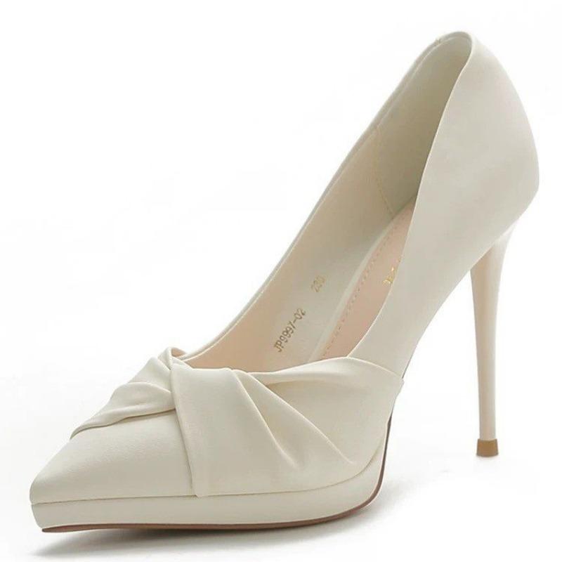 Women's Slim Heel Shoes Spring New Pointed Head Shallow Mouth Thick Sole Anti-slip Wear-resistant High Heels