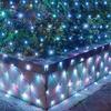 Solar Net Mesh String Lights Outdoor 3X2M 200 LEDs Tree-wrap Light Dark Green Cable Outdoor Mesh Lights for Garden Decor