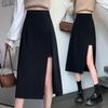 2025 Summer Black High Waist Bodycon A-Line Midi Skirt - Non-Slit, Comfortable, Slimming & Versatile