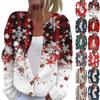 Women's Fashion Christmas Printed Long Sleeve Knitted Cardigan Button Down Jacket
