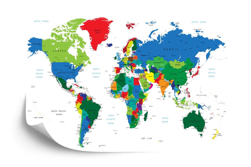 Photomural World Map Washable Fleece 520x318