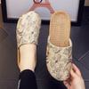 Four Seasons National Style Flax Cool Slippers Couples Breathable Home Use Flat Soft Sole Men's and Women's Confinement Baotou Confinement Shoes