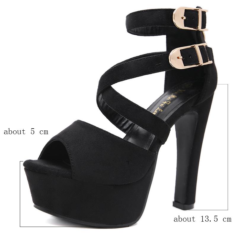 Maogu Pump Shoes for Women 2024 Black Gladiator Sandals Double Buckle Peep Toe High Heels Party Platform Chunky Block High Heel