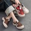 Spring and Autumn Casual Women's Shoes Sneakers Versatile Casual Sports Shoes Leather Lace-up Round Toe Women's Shoes