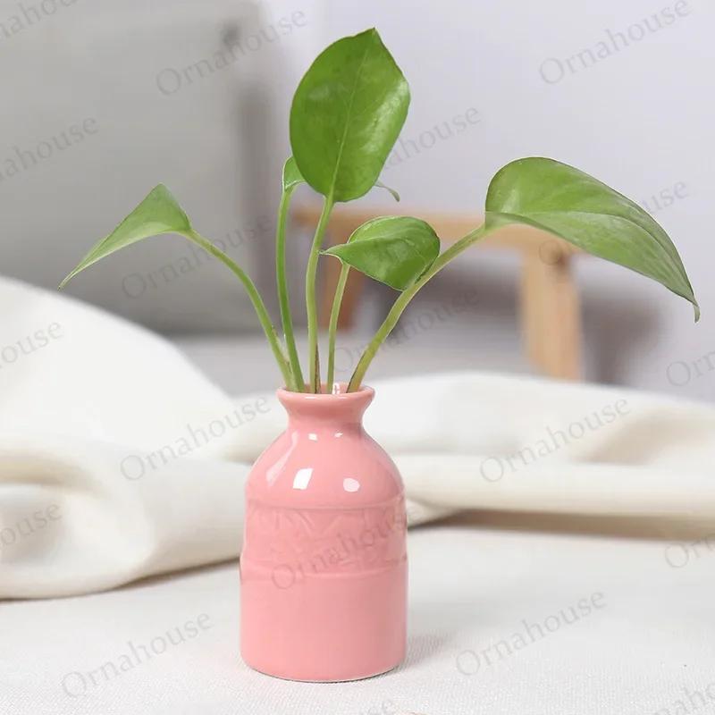1PC Nordic Style Mini Modern Flower Vase Home Decoration Living Room Ceramic Home Decoration Floreros Vintage Flower Pot Vases