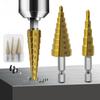 Titanium-plated Hex Shank Step Drill Set, 3-12/4-12/4-20, Boxed, Pagoda Bit, Hole Expansion Kit.