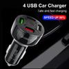 4 Ports Usb Car Charger Quick Charge 3.0 Qc 3.0 7a Fast Charging For Iphone 13 12 11 Xiaomi Huawei Samsung Phone Car Usb Charger