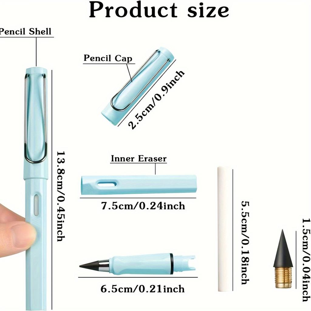 12 Colors Forever Pencil Erase, Enduring Writing Infinite Pencil, Never Sharpen Eternal Inkless Pencil, Eternal Pencil for Sketching