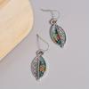Abstract Leaf Shaped Dangle Earrings 925 Sterling Silver Zinc Alloy Ear Jewelry Boho Vintage Style For Women Earrings