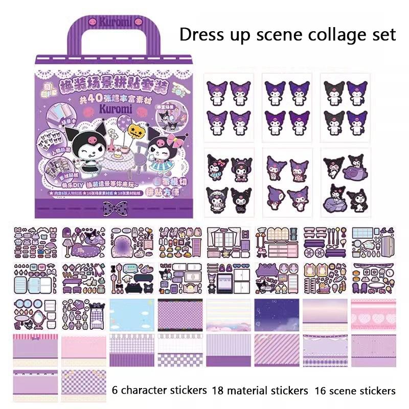 My Melody Play Home Quiet Book Luxury Dress Up Stickers Kuromi Scene Collage Set Gift Box 3D Three Dimensional Stickers Toy
