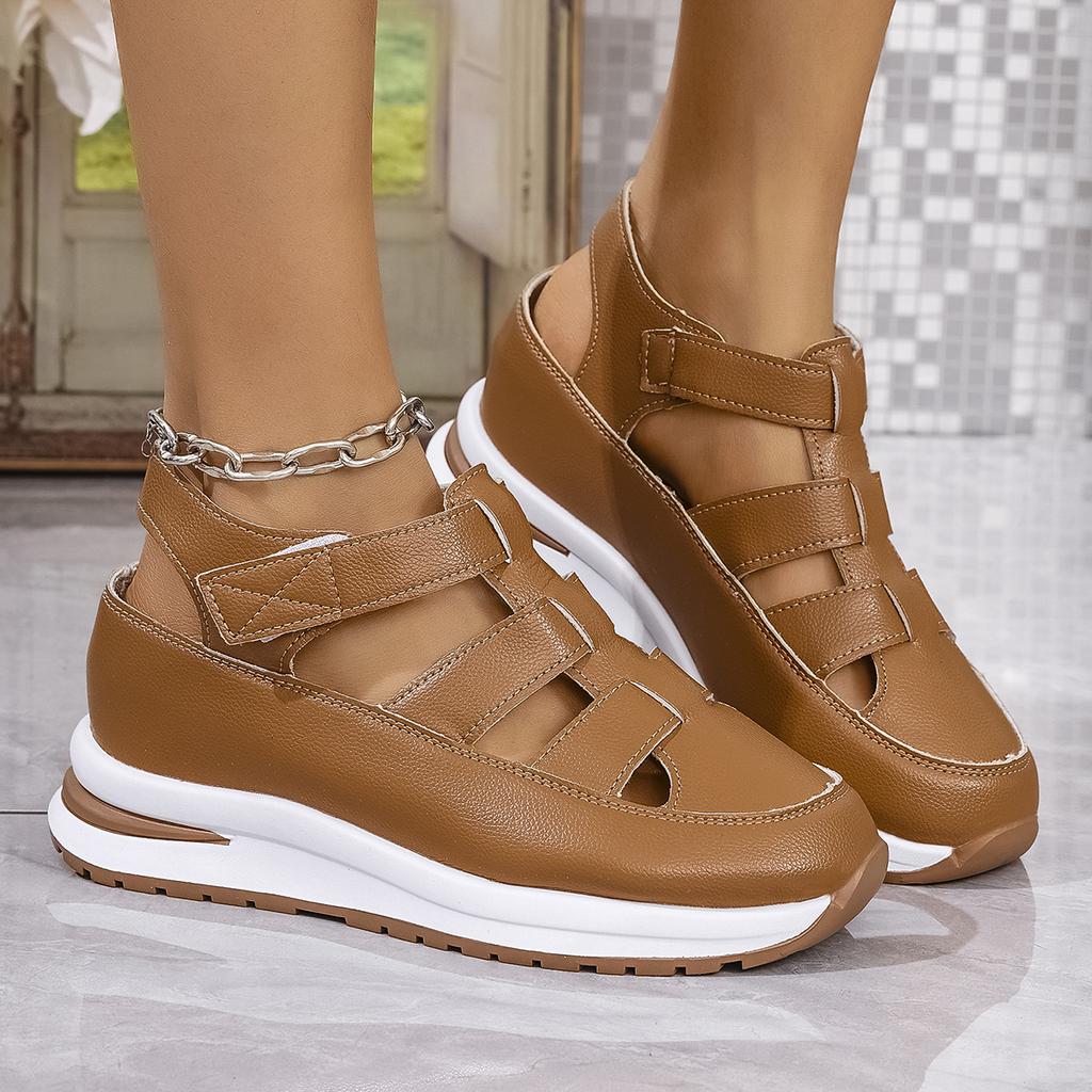 Ladies Shoes 2025 High Quality Buckle Strap Women's Sandals New Closed Toe Office and Career Summer Solid Wedge Sandals Zapatos
