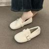 Flat-bottomed Fluffy Shoes for Women's Outer Wear 2025 New Autumn and Winter One-pedal Piled Laden Shoes Gentle White Mary Jane Cotton Shoes