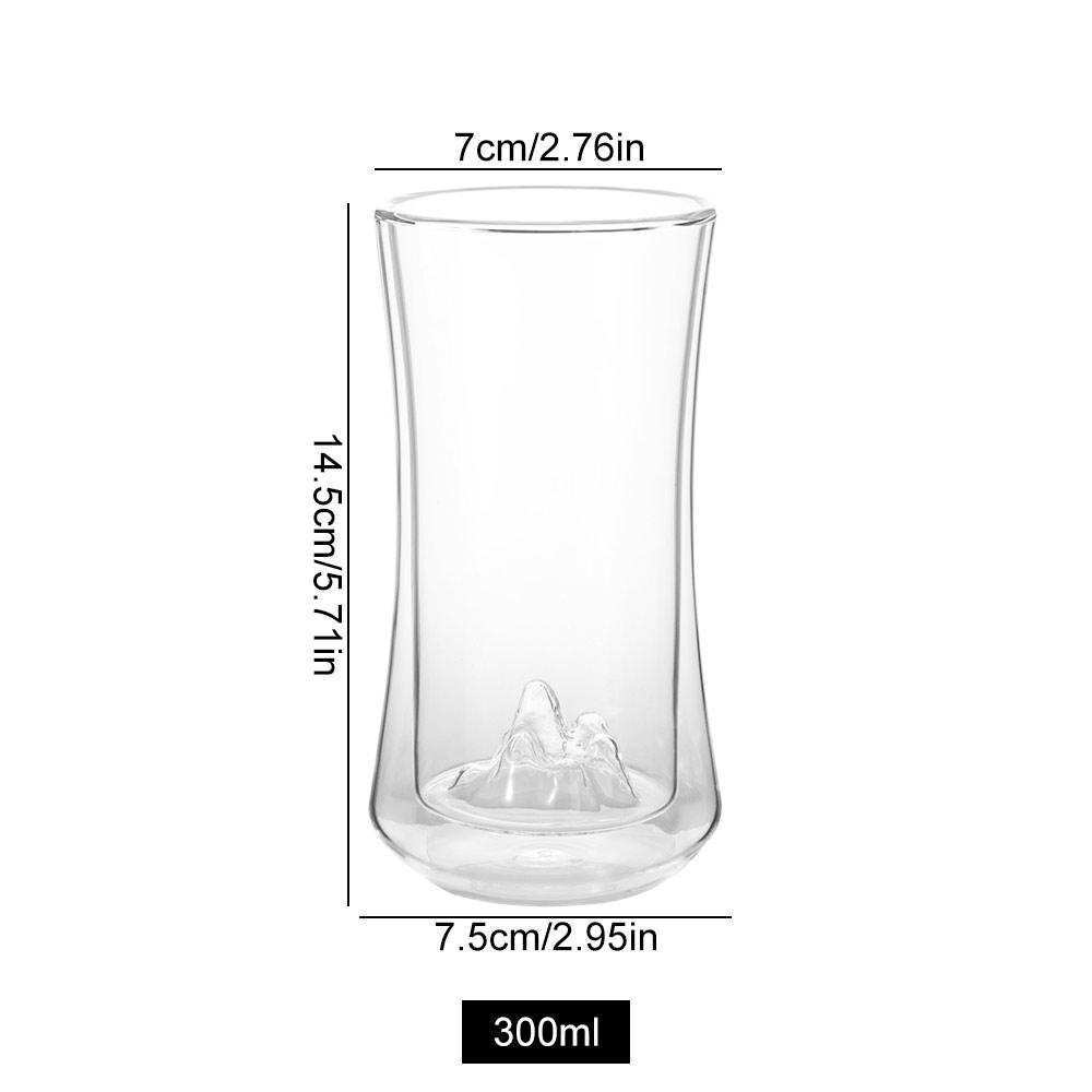 Mountain Shape Double Wall Glass Cups 300ml Coffee Cup Fashion Clear Tea Mug  Office