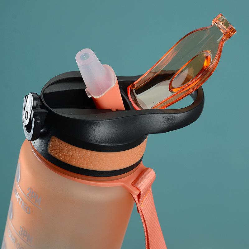 Gradient Color Space Cup, Large Capacity with Handle, Flip Lid, Straw; Portable Outdoor Fitness Sports Water Bottle.