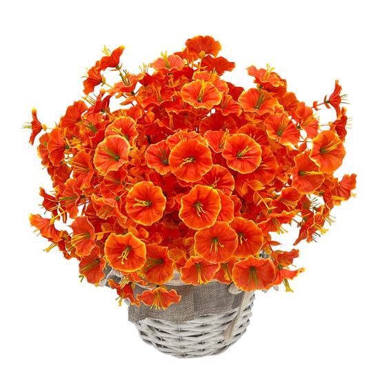 Autumn Artificial Violet Flower with Eucalyptus Leaves 7 Fork Fake Silk Flower Home Festival Table Centerpiece Indoor Outdoor Faux Bloom Decoration