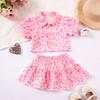 Girls Sweet Spot Print Shirt Top Cute Skirt Casual Set 2025 Summer Kids Fashion Set