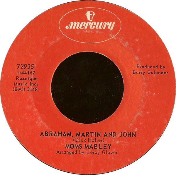 7inch Record MOMS MABLEY - Abraham, Martin And John 72935 Mercury 1969 US Soul/Funk Used