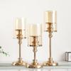 Gold Candle Holders Metal Candlestick Flower Vase Table Centerpiece Event Flower Rack  Road Lead Wedding Decoration New