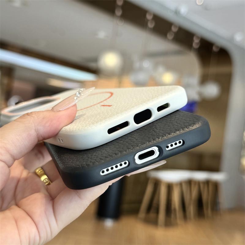 Luxury Lychee Leather For Magsafe Phone Case For iPhone 11 12 13 14 15 16 Pro Max Plus Matte Magnetic Full Protection Back Cover