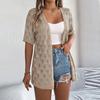 Women's Fashion Casual Hollow Short Sleeve Knitted Vacation Sunscreen Shirt Solid Color Cardigan Jacket