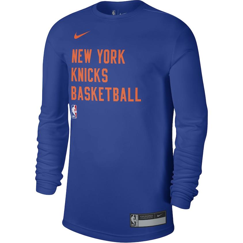 Nike X NBA Collaboration New York Knicks 2023-24 Season Training Quick-Dry Long Sleeve T-Shirt Unisex Tops Blue FD9959-495