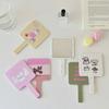 Heart-Shaped Handheld Makeup Mirror for Girls - Portable Cartoon Design for Students and Home Use