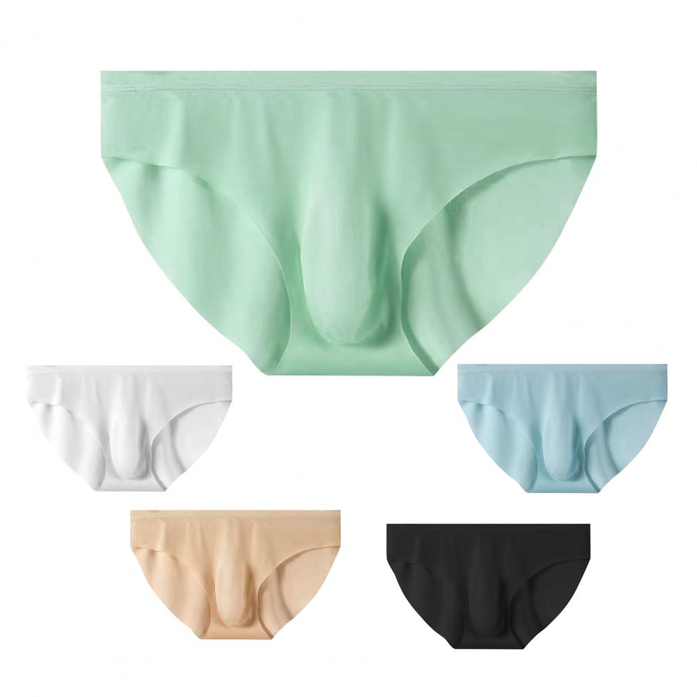Men Seamless Ice Silk Briefs Low-rise 3D U-convex Ultra-Thin Panties Solid Color Quick Drying Underwear