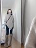 Women's High Neck Irregular Knit Sweater, Korean Style, Loose Fit, Soft and Thickened for Spring/Summer