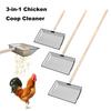 Large Chicken Poop Scooper Stainless Steel Chicken Coop Cleaning Shovel with Wooden Handle 3-in-1 Litter Scoop for Chicken Coop Accessories