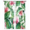Watercolor Exotic Flower Leave Sheer Curtains for Living Room Transparent Tulle Window Curtain Bedroom Kitchen Decor Veil Drapes