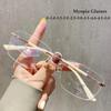 Trendy Rimless Rectangle Myopia Glasses for Women Men Classic Sqaure Anti Blue Light Finished Prescription Glasses