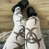White Sexy Subculture Graffiti Punk Print Long Socks Over Knee Thigh High Stockings Y2K Cosplay Cute Socks Kawaii