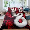 Rose Floral Snake Duvet Cover Wild Animal Theme Bedding Set Romantic Flower Petal Quilt Cover King For Kids Teens Adults Decor